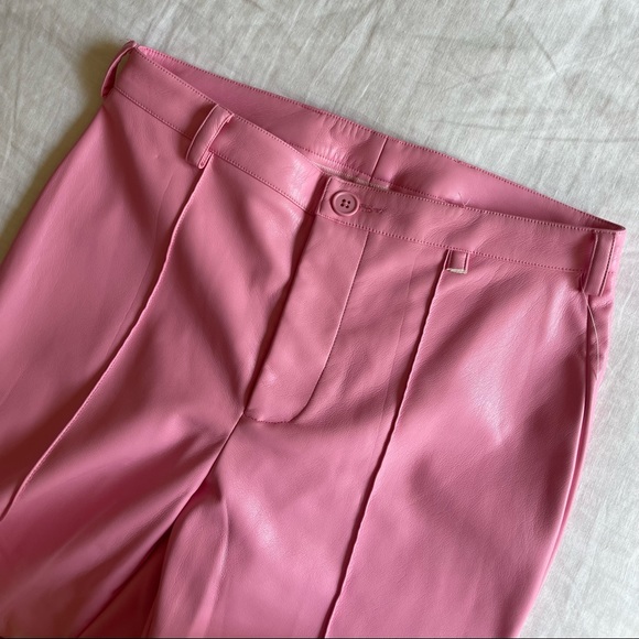 Frankies Bikinis Pink Caroline Kennedy Vegan Leather Pants - Picture 9 of 10